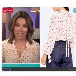 Goop G. Label Blouse Polka Dot Satin Tie in Pink Red